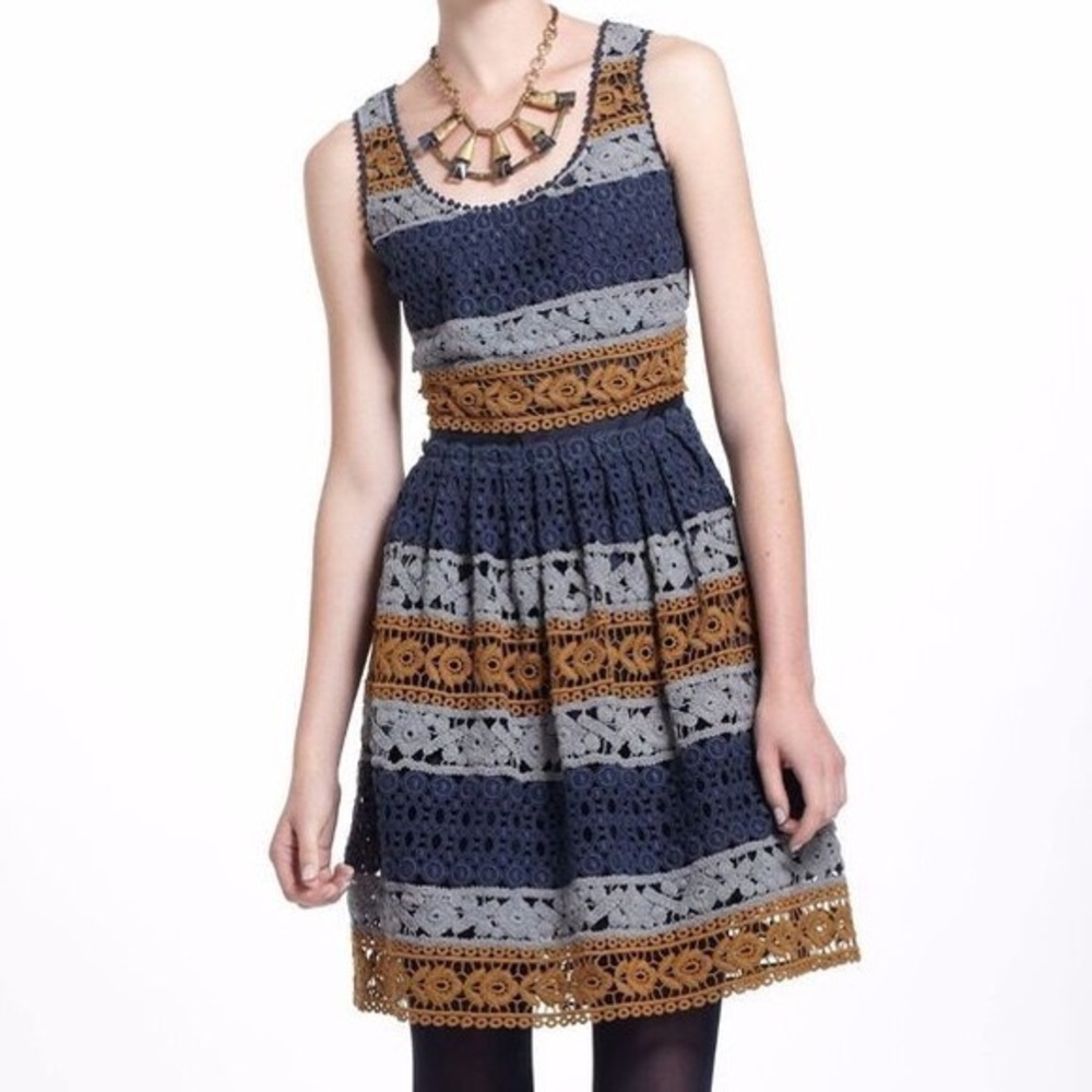 Anthropologie Maeve Crochet Striated Lace Dress